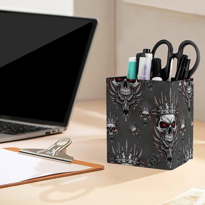 Men's Fashion Pencil Pen Holder Cup, Waterproof Office Supplies, Waterproof Multifunctional Office Supplies King Cool Skull Dragon Tattoo Art