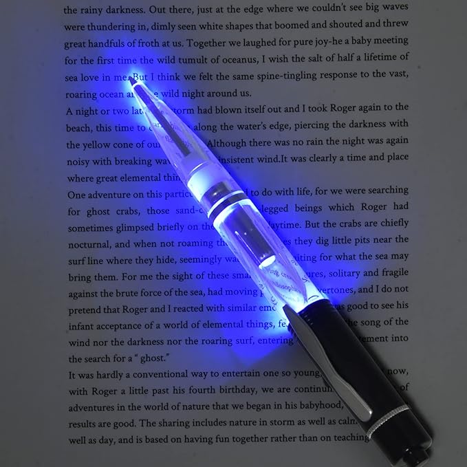 Glovion LED Light Pen, Lighted Ballpoint Pen Penlight for Nighttime Writing –Blue Light with Black Shell- Pack of 3 Pens