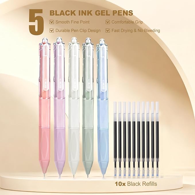 58 PCS Aesthetic School Supplies with Cute Pencil Case,12 Pastel Highlighters, 5 Gel Pens Black Ink，9 Mechanical Pencils for， Student Stationary ，CollegeEssentials Gifts (Green)