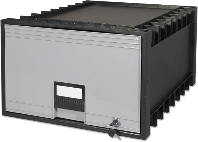 Storex 61155U01C Archive Drawer for Legal Files Storage Box 24-Inch Depth Black/Gray