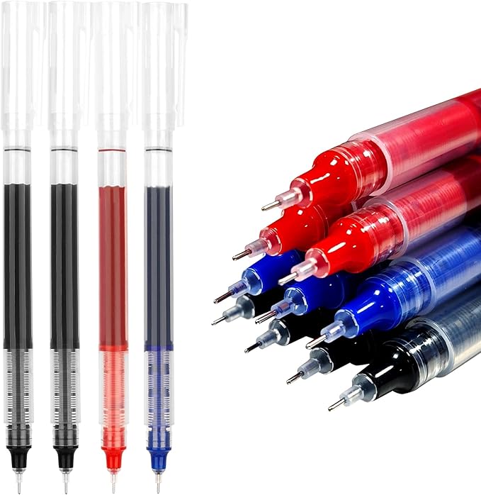 Christmas Gifts Pens for School Back to School Supplies High School Pens for College Fine Tip Pen Red Blue Black Rollerball Pen 12 PCS Fine Point Smooth Writing Pack of Pens 0.5 Mm Ink Note Taking