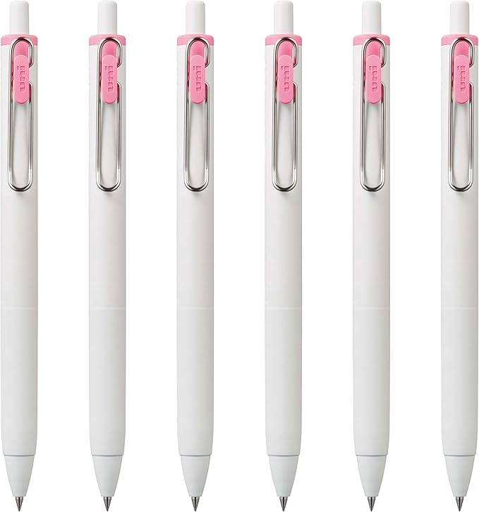Uni-Ball one Retractable Gel Pens, Micro Point (0.5mm),Light Pink Ink, 6 Pens