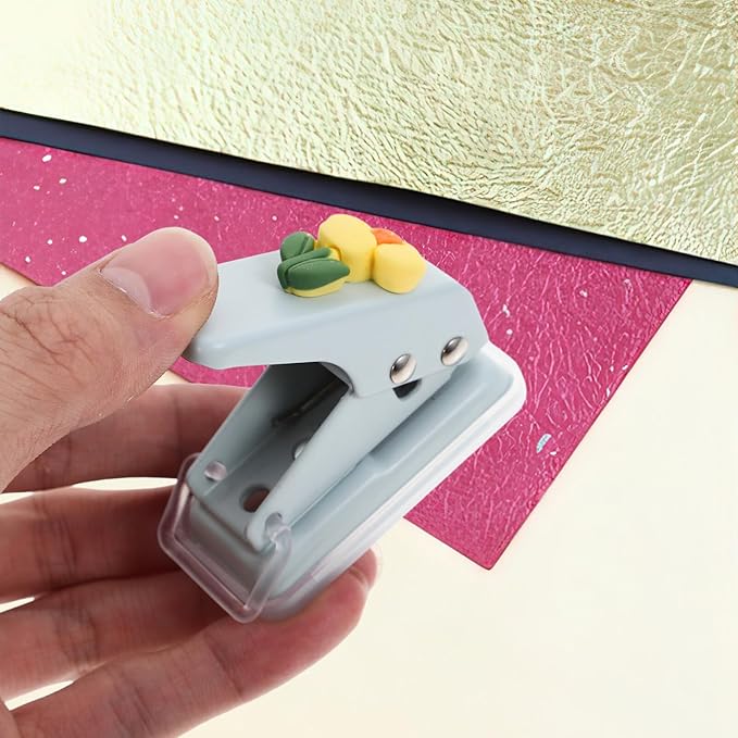 Toddmomy Handheld Circle Hole Punch for Loose-Leaf Paper Metal Resin Single Hole Puncher for Stationery
