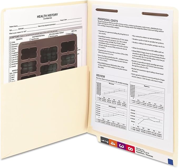 Smead End Tab Pocket Folder with Fastener, Straight-Cut Tab, 1 Pocket, Letter Size, Manila, 25 per Box (34099)