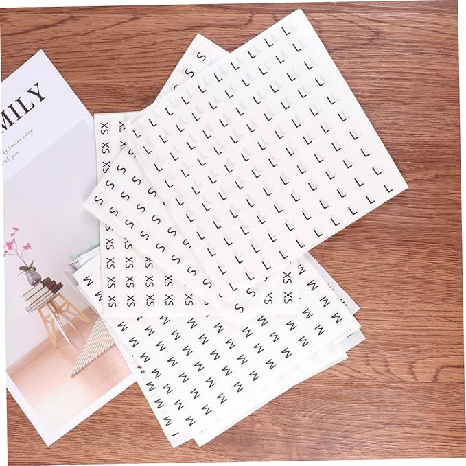 1000pc Clothing Labels Stickers Round White Bottom Stickers Xs s for Clothes Shoes and Hats Easy to Use and Identify for Merchants and Manufacturers