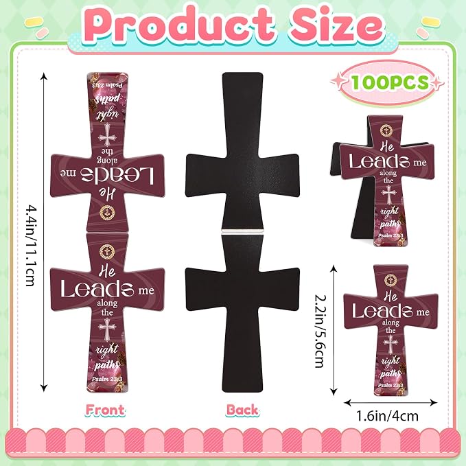 100Pack Magnetic Bookmarks Bulk Cross Bible Bookmark Christian Bookmarks for Women Men Kids Adults Teacher Book Lovers Gifts, Book Marks for Reading Religious Verses Magnet Bookmark Clips (Vintage)