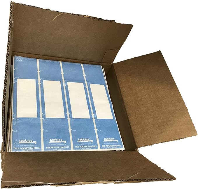 Tabbies 9-5/8 x 2 Inches File Pocket Handles, Light Blue/White, 48 per Pack (TAB68806), Light Blue, White