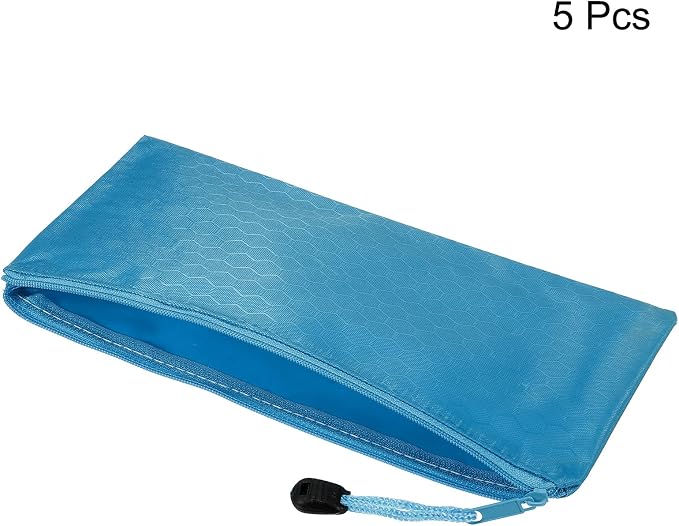 PATIKIL Waterproof Zipper File Bags, 5 Pack A6 Size Document Pocket Storage Organizer Pouch for Travel Office Supply, Sky Blue