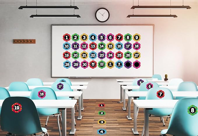 WaaHome Line Up Spots for Classroom Floor - 36pcs Floor Number Stickers Dots Spots Decals for Classroom Lining Up Preschool Kindergarten Elementary Teacher Supplies