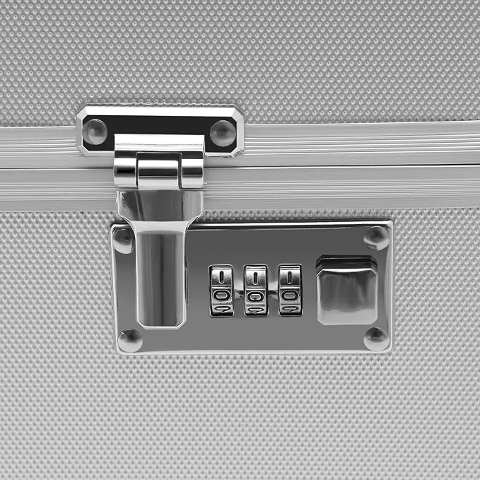 Locking File Organizer Box,Portable File Organizer Storage Chest with Handle Letter Box,13.8 x 10 x 13.4 Inch Metal File Cabinet for Filing Office Documents Letter/Legal File Storage (Silver)