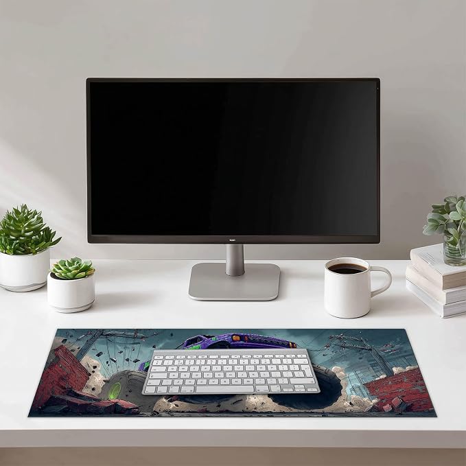 HOMETITUT Truck Gaming Mouse Pad XL Desk Pad 31.5 x 11.8 Inch Large Extended Keyboard Mat Computer Non Slip Waterproof Desk Mat for Office Gamer Accessories Home Setup