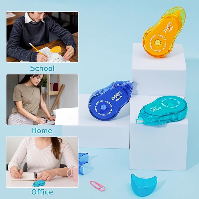 M&G 3Pcs White Correction Tapes, 65.1 Ft Cute White Smooth Pull Out Tape for Writing, Instant Correction Applicator Easy to Use for Portable School Office Supplies (Multicolor)