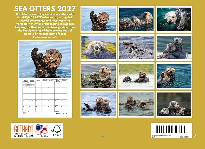 Sea Otter Calendar 2027 Monthly Wall Calender 12 Month
