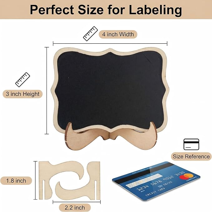 Mini Chalkboard Signs, 20 Pack Small Chalkboard Labels Table Signs with Easel Stand, Wooden Blackboards for Wedding Decor, Party Buffet Display, Place Cards, Food Labels