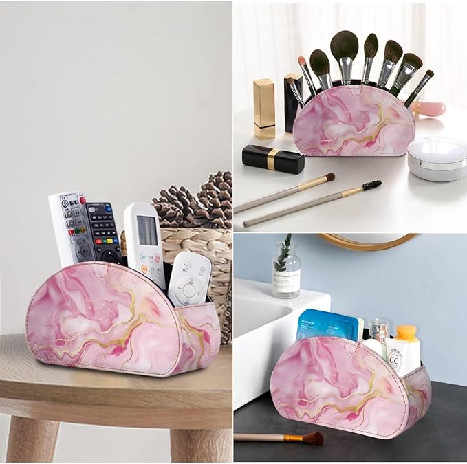 TV Remote Control Organizer-Marble Print Controller Holder,Table Caddy/Desk Caddy-Desktop Storage for Media Players/Controllers/Eyeglasses/Jewelry/Cosmetic Brushs