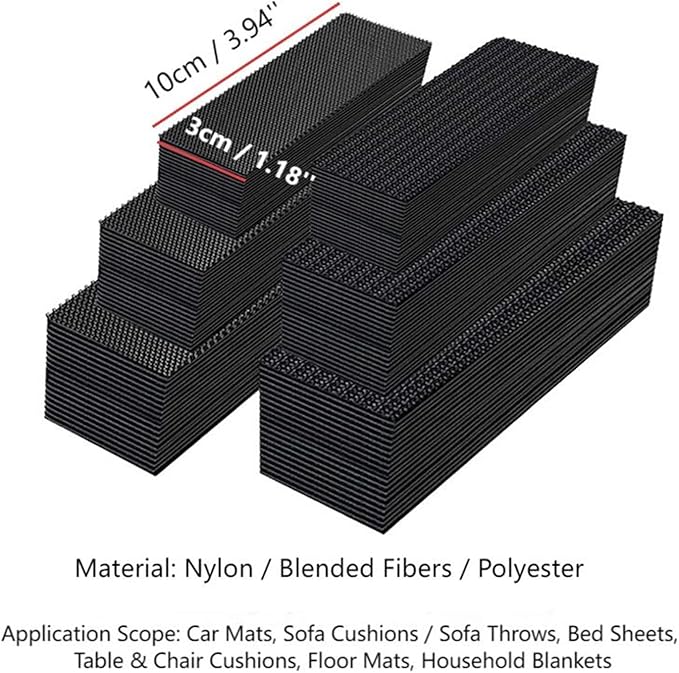 10PCS Invisible Car Mat Fastener Pads | Non-Slip Heat-Resistant Double-Sided Adhesive Hook & Loop Tape | Automotive Backed Adhesive Stickers for Secure Car Floor Mat Grip, Prevent Shifting(3x10cm)