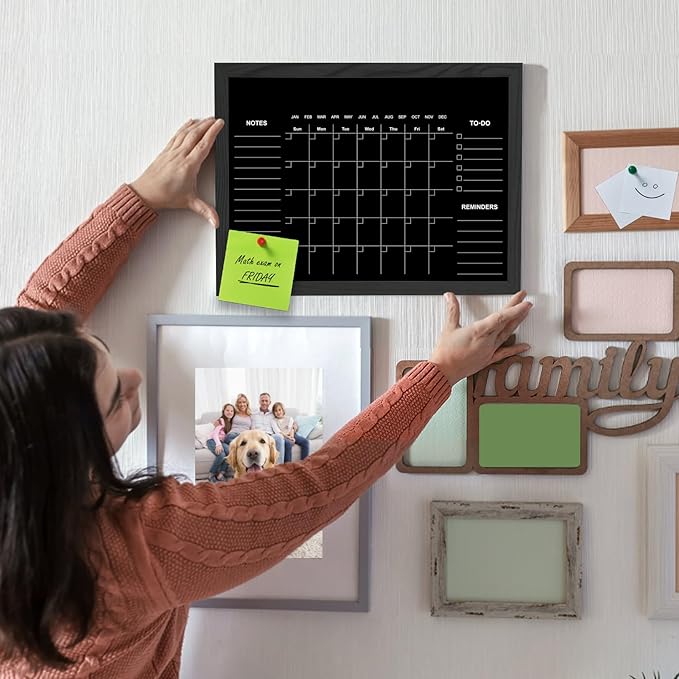 TORASO Chalkboard Calendar,13" × 17" Small Size Calendar Magnetic Chalk Board, Monthly and Weekly Chalkboard, Family Planner(Family-HB-3343)