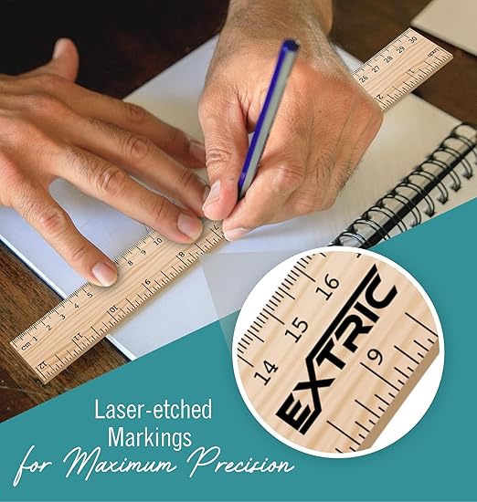 Rulers 12 Inch, Rulers Bulk for Classroom – Wooden Ruler for Kids 25 Pack Great for School, Classroom, Imperial and Metric Measurements for Office and Home