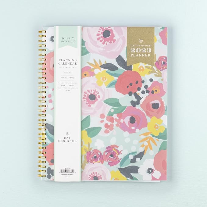 Blue Sky Day Designer for Blue Sky 2023 Weekly and Monthly Planner, 8.5" x 11", Frosted Cover, Wirebound, Secret Garden Mint (140101-23)