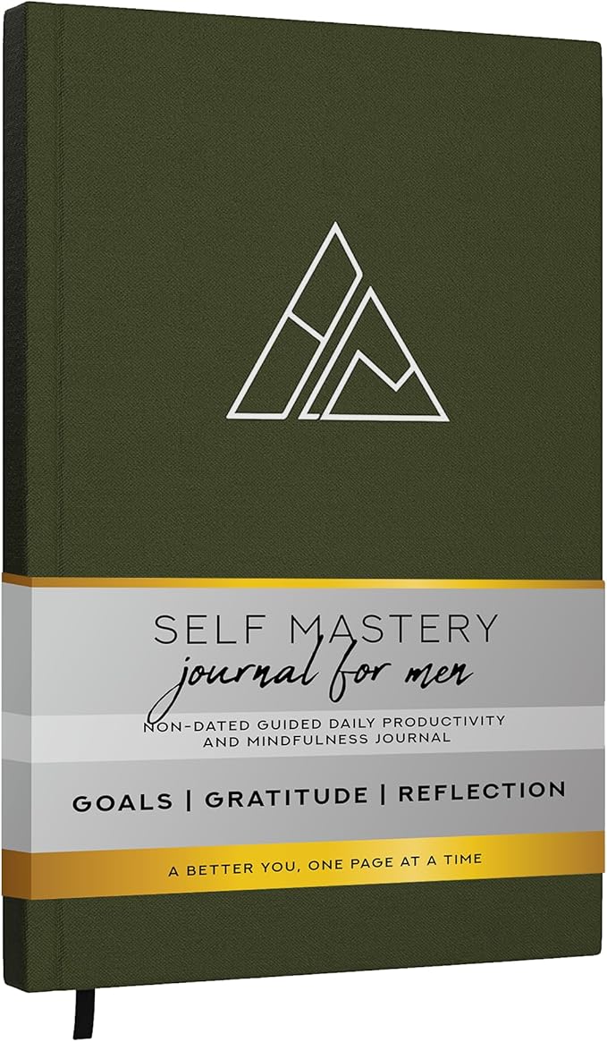Realizations Self-Mastery Journal for Men - Gratitude Journal – 5 Minute Journals - Reflection Manifestation Journal for Mindfulness – Goal/Guided Gratitude Journel for Women & Men (Olive)