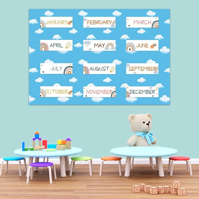 Qyeahkj Sky White Cloud Bulletin Board Paper Roll Cloud Bulletin Board Background Paper Fade Resistant Blue Classroom Decoration Poster Art Craft Home Wall Education Decoration Supplies 17.7in x 20ft