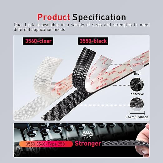 Dual Lock SJ3560 Made of 3M Heavy Duty Reclosable Fastener 2" x 4Ft Industrial Strength Mounting Strips Self Mating Interlocking Hook with Strong Adhesive for Indoor Outdoor Home Office Deco