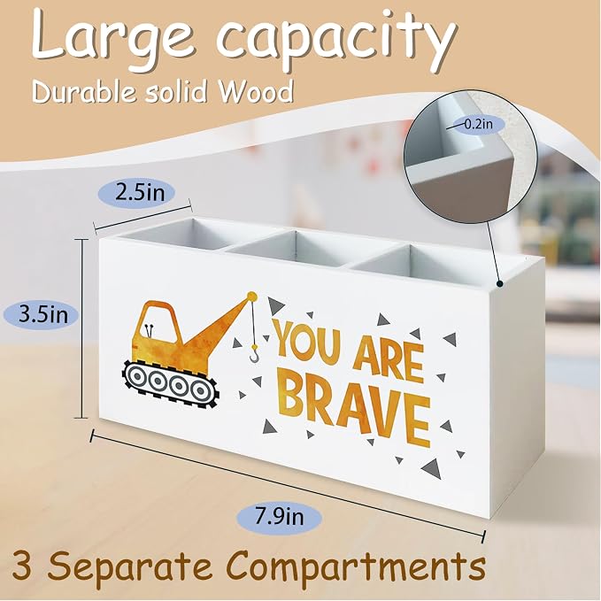 Inspirational Truck Pen Pencil Holder for School Counselor Office Classroom Desk, You Are Brave Motivational Pen Pencil Holder Organizer for Therapy Kids Room, Inspirational Office Decor