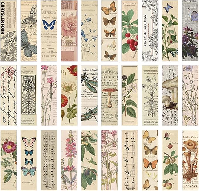 Vintage Style Bookmarks for Women Men, 30PCS (Gentle Whisper)