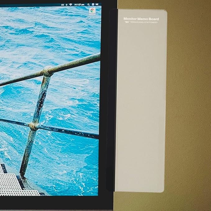 Mobestech Transparent Acrylic Memo Board with Phone Holder for Computer Monitor Right Side Screen Panel Office Gadget Message Reminder 11.02X3.07 Inches