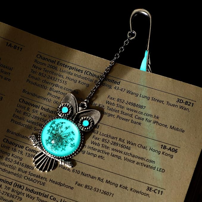 Jeffdad Fantasy Luminous Bookmark Gifts for Women Girls, Cool Glow in The Dark Butterfly & Owl Bookmarks (Silver)