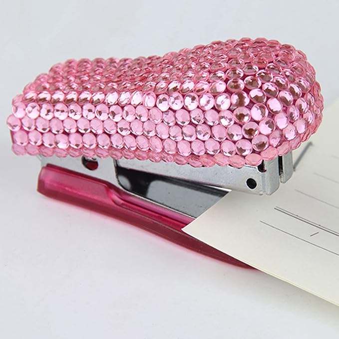 Liudan Stapler Stapler Small Stapler Desktop Stapler Diamond Encrusted Stapler Pink Gift Stapler Home Office Supplies Office Stapler