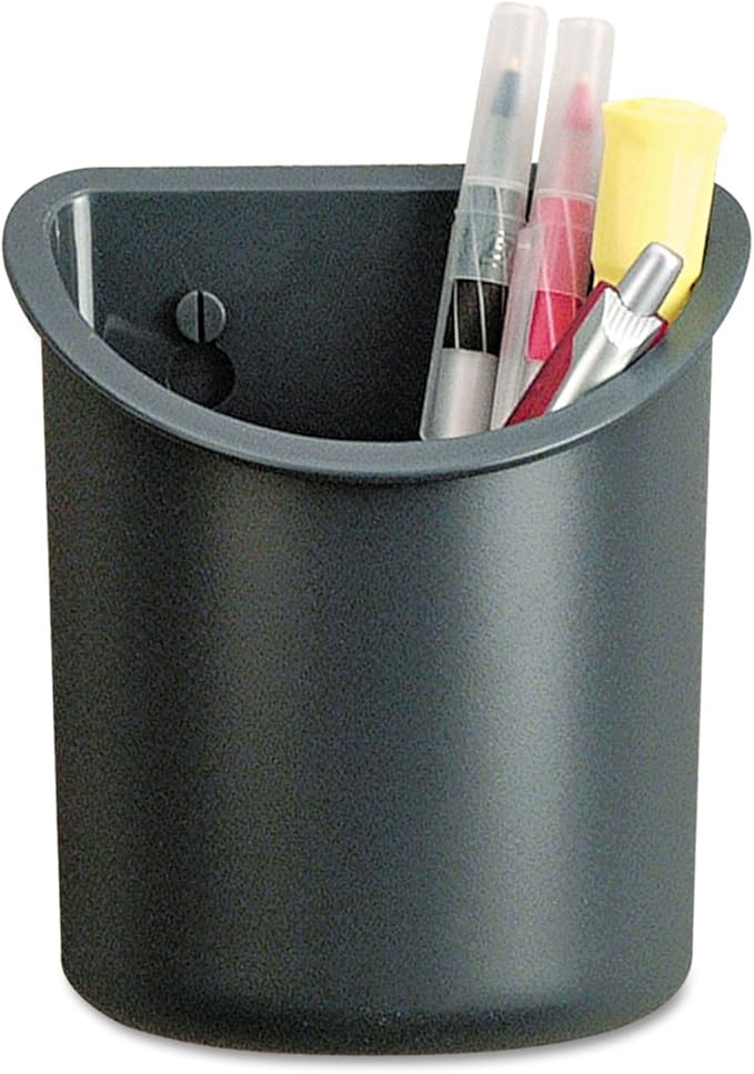 Universal Recycled Plastic Cubicle Pencil Cup, 4.25 x 2.5 x 5, Wall Mount, Charcoal
