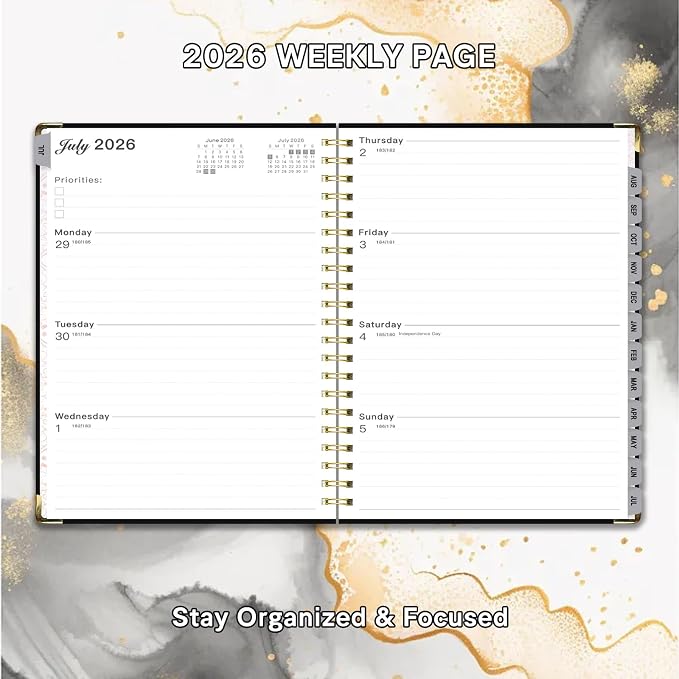 Planner 2026-2027, Weekly and Monthly Academic Planner, Jul 2026 - Jul 2027, 8.5"x11" Large Hardcover Daily Planner Calendar with Tabs for Women, Year Planning Agenda for Teacher and Student (Black)