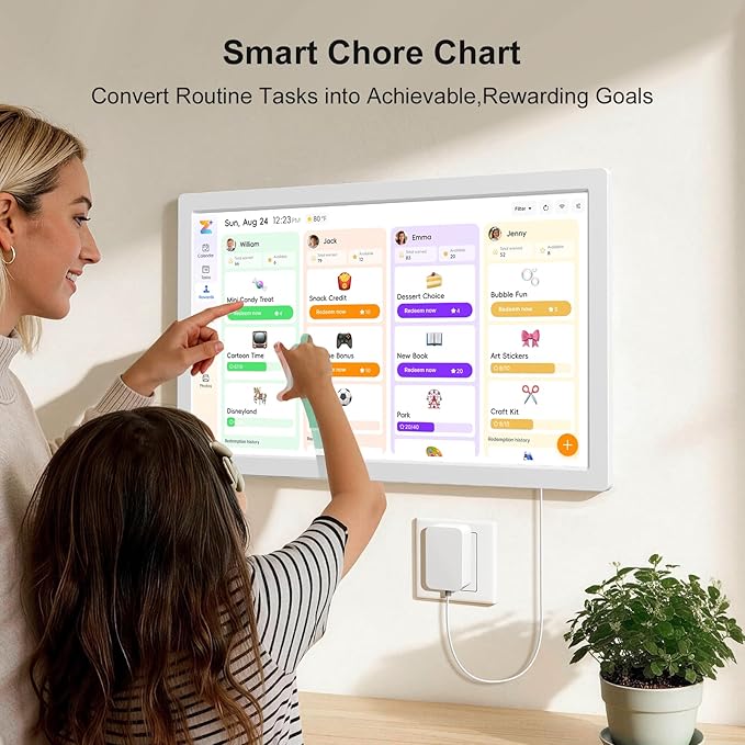 JSUSOU 21.5 Inch Smart Digital Calendar with FREE APP for Fridge & Wall Touch Screen, Magnetic Refrigerator Mount, Electronic Planner for Office Desk, Mothers Day Gifts for Wife, White