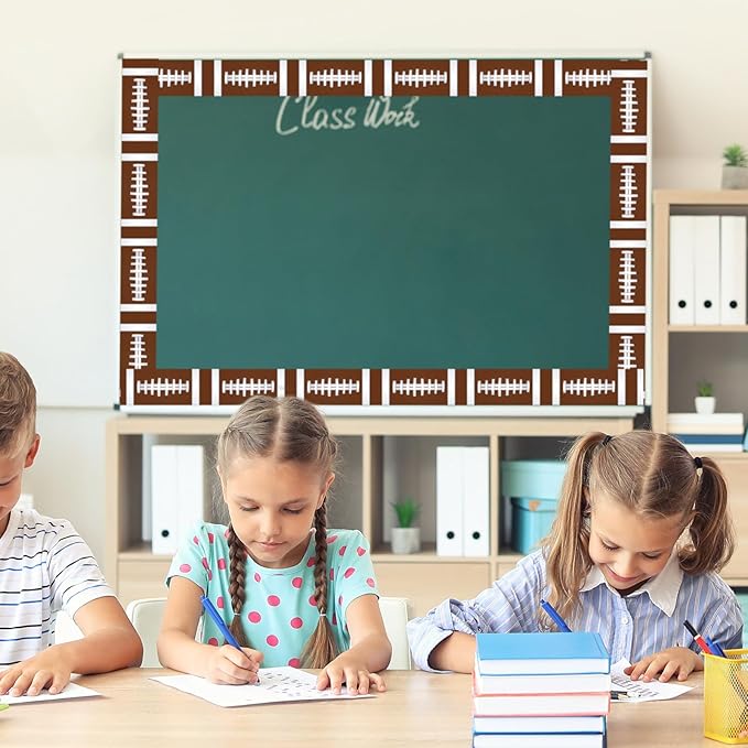 Whaline 32.8 Ft Rugby Bulletin Board Borders Football Patterned Die-Cut Trim Border Roll for Back to School Classroom Office Chalkboard Decoration
