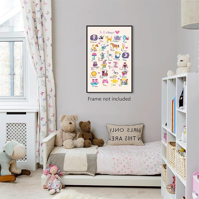 Animal Alphabet Poster, Abc Animal Poster for Toddlers, Alphabet Letters for Wall, Educational Learning Posters for Toddlers 1-3, Classroom Must Haves Poster, Baby Nursery Print 12x16in Unframed