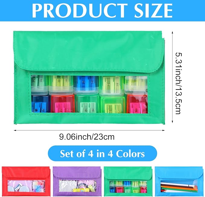 4 Pieces Magnetic Storage Pockets, Whiteboard Accessory Case for Whiteboard or Fridge Magnet Storage Organizer, 4 Colors Pen Cup Storage Bag for Home Office School Supply Storage