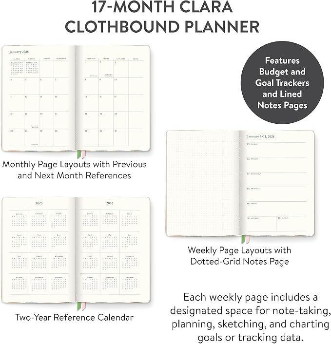 Orange Circle Studio 2026 Planner, Clara Clothbound, Argyle