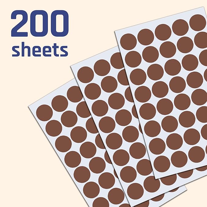 TownStix 8000 Pack, 3/4" Round Dot Stickers Circle Labels - Brown