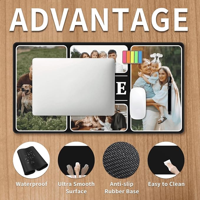Custom Mouse Pads, Custom Big Mouse Pad 16 * 29.5in, Customized Desktop Mat with 4 Photos and Name, Desk Accessories, Workspace Organizers, Mousepad Gaming, Office Accessories, Keyboard Pad
