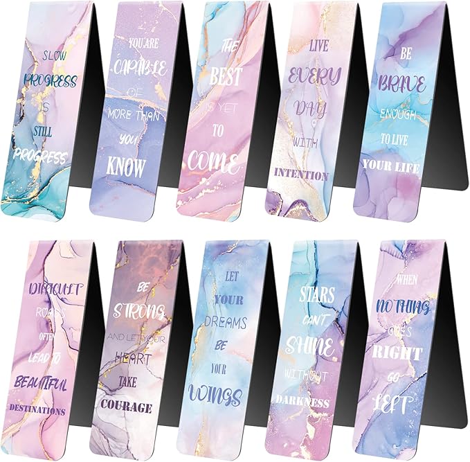 Inspirational Bookmarks for Women Men, Style C, 10 PCS | Magnet Page Markers, Assorted Book Markers, For Book Lovers, Students, Teachers, Adults
