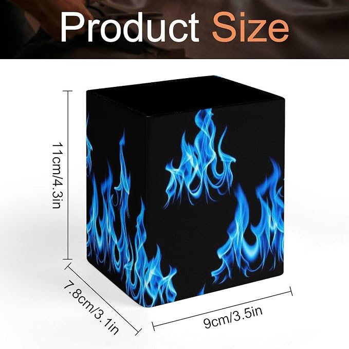 Pen Holder Stand For Desk, Pencil Pen Holder Cup, Desktop Stationery Organizer, Waterproof Multifunctional Office Supplies Blue Fire