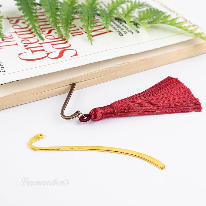 Framendino, 40 Pack Vintage Metal Bookmarks with Hook for Reading Enthusiasts (Silver & Gold & Bronze & Antique Copper)