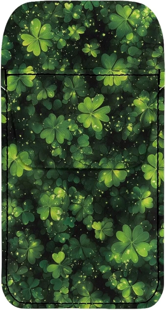 chaqlin St. Patrick Leaves Print Leather Pocket Protector for Men Women Shirt Lab Coats Pants, Pen Pouch Holder Organizer Pocket Protectors for Pens and Pencils School Office Hospital