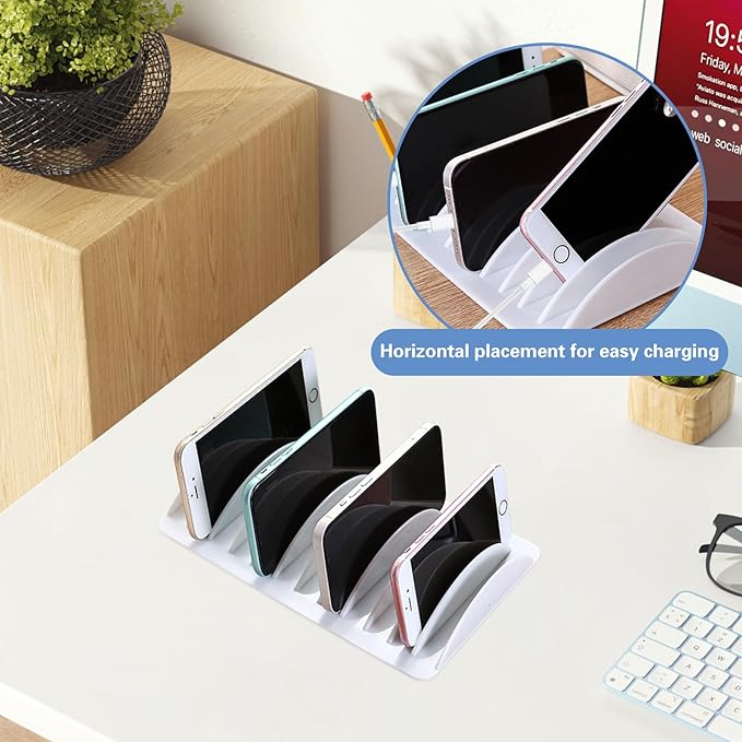SnowTing 2 PCS Cell Phone Holder for Classroom, 24 Grids Multifunctional Desktop Phone Organizer for Office School Classroom, White