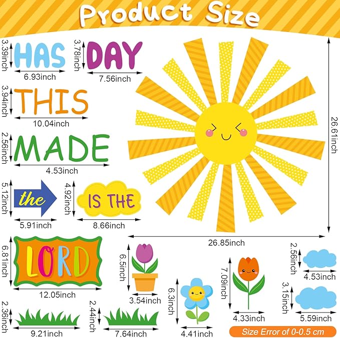Fuyoooo 150 Pcs Spring Christian Bulletin Board Set Sunday School Bulletin Board Inspired Religious Classroom Decoration for Teacher Sunday School VBS Bible Church Summer Wall Decor(Bright Colors)