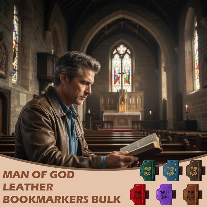 12 Pcs Man of God Religious Gifts for Men Father Day Christian Magnetic Leather Bookmark with Pen Holder Bulk Church Bible Verse Magnetic Bookmark Gifts for Man Book Lovers