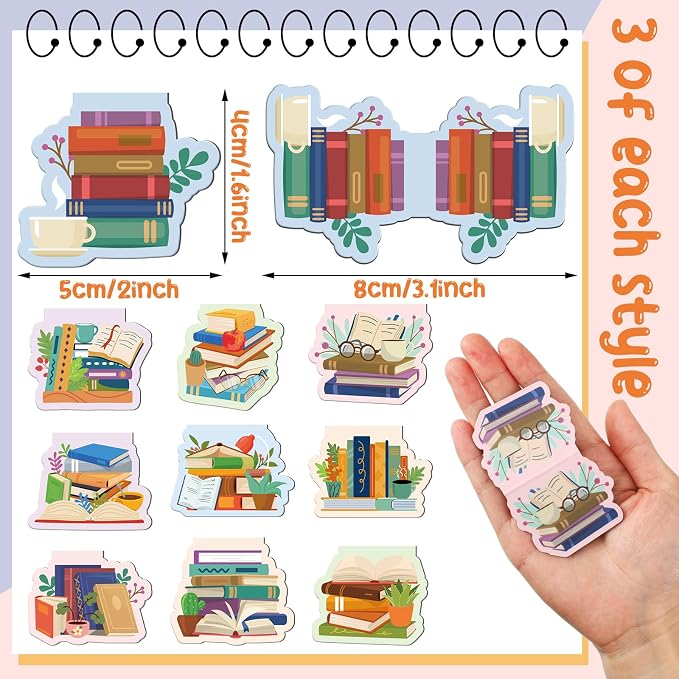 Skyygemm 30 Pcs Bookish Magnetic Bookmarks Book Lover Gifts Cute Page Markers for Librarian Bookish Book Club Lover Gifts Markers Accessories