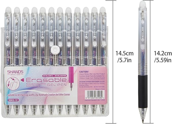 12Pcs Retractable Erasable Gel Pens Clicker,Fine Point 0.7mm Smooth Writing Pens,For Writing Journaling Taking Notes School Office Home. (12Black)