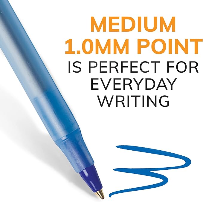 BIC Round Stic Xtra Life Ballpoint Pen with 1.0 mm Medium Point and Consistent Ink Flow in Blue Ink, 60 Count (Pack of 2)